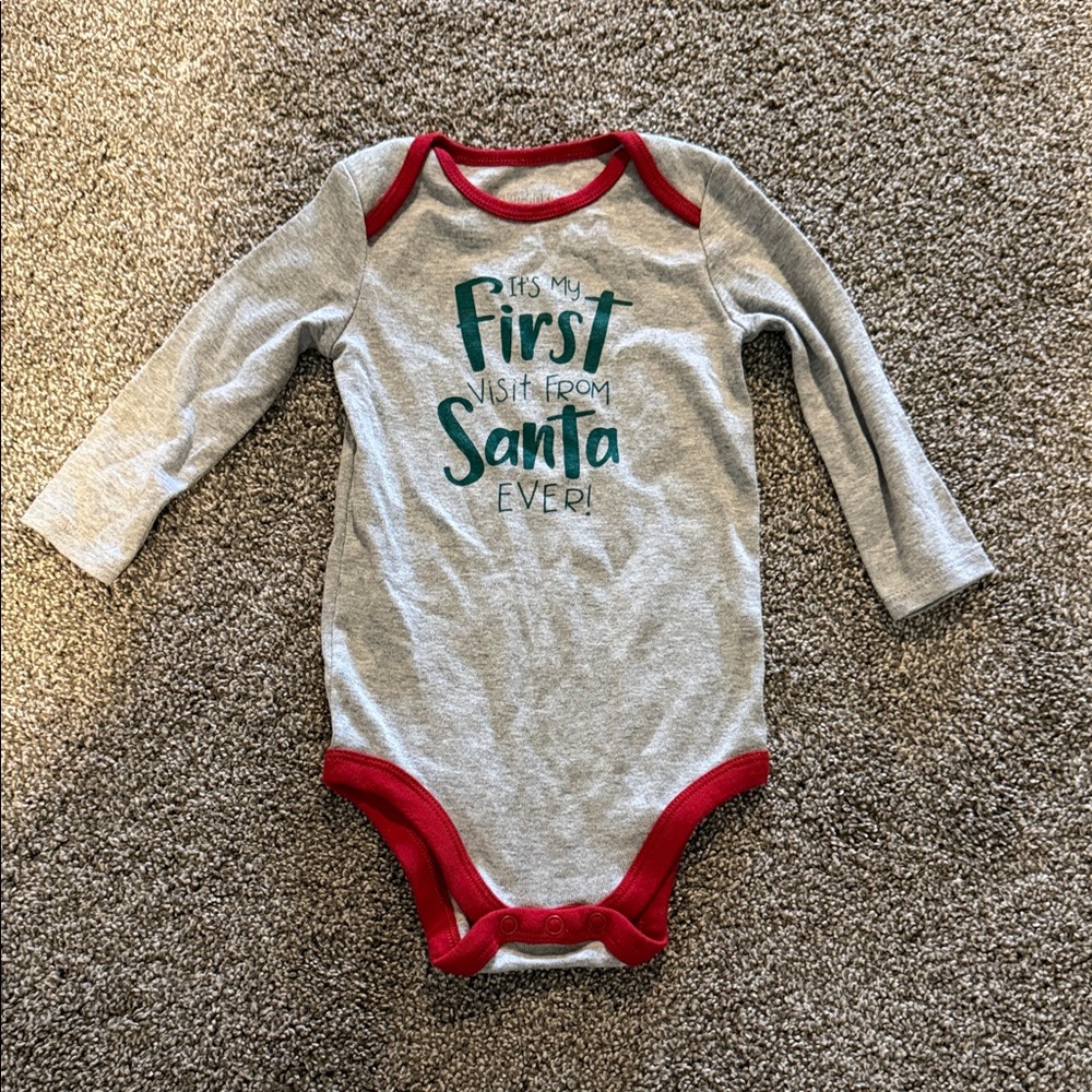 Okie Dokie Gray and Red Santa Bodysuit